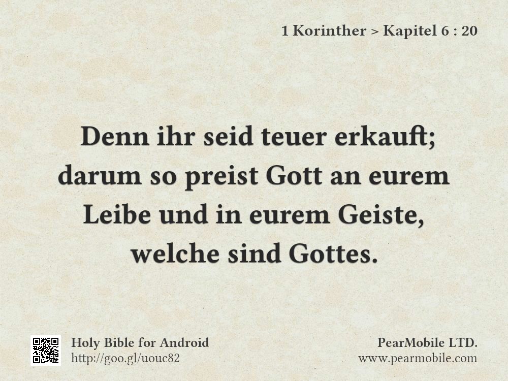 1 Korinther, Kapitel 6:20